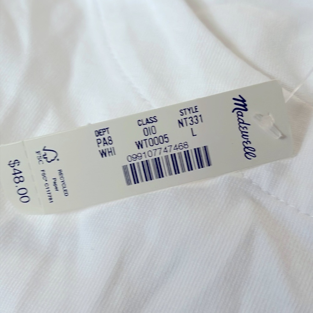 Madewell NWT Puff-Sleeve Tee in Eyelet White Size Large - Picture 6 of 7